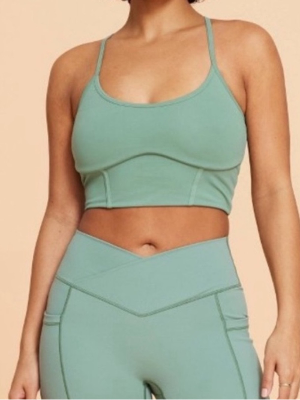 Blogilates Corset Crop Bralette In Hedge Green Sz Small Activewear Top